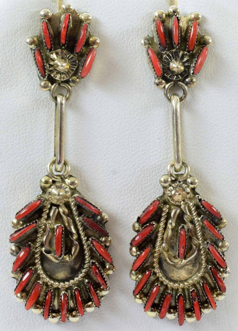 Zuni Sterling Silver Needlepoint Dangle Earrings (1 of 3)