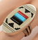 Native American Sterling Silver Cobblestone Inlay Ring - 2
