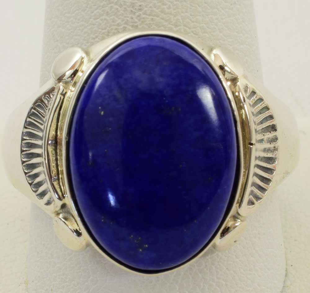 Native American Sterling Silver Men's Lapis Ring (1 of 3)