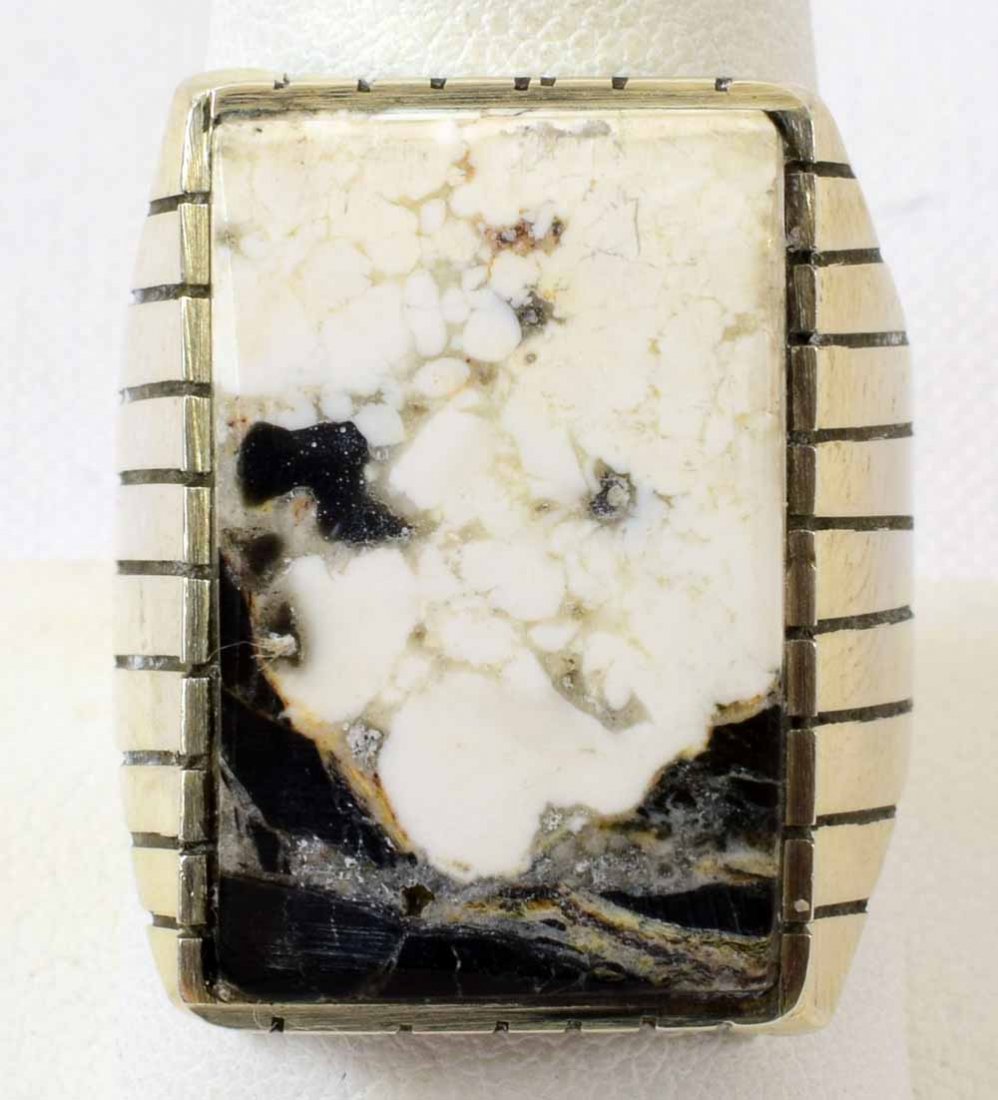 Ray Jack Sterling White Buffalo Turquoise Men's Ring (1 of 4)