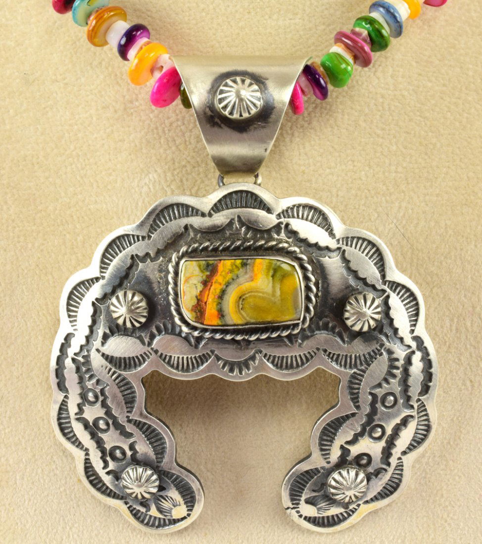 Navajo Sterling Silver Bumble Bee Jasper Naja Pendant (1 of 4)