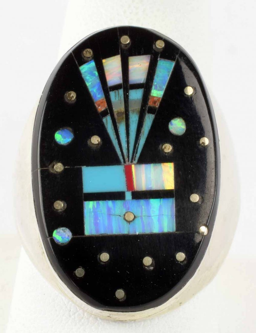 Gilbert Smith Sterling Micro Pave Inlay Men's Ring (1 of 4)