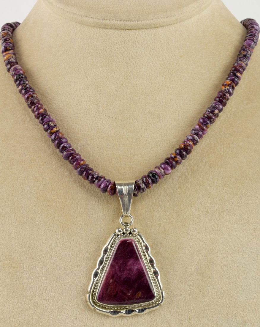 Navajo Sterling Silver Spiny Oyster Pendant Necklace (1 of 4)