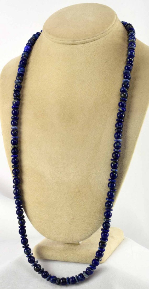 Native American Denim Lapis Rolled Bead Necklace (1 of 4)