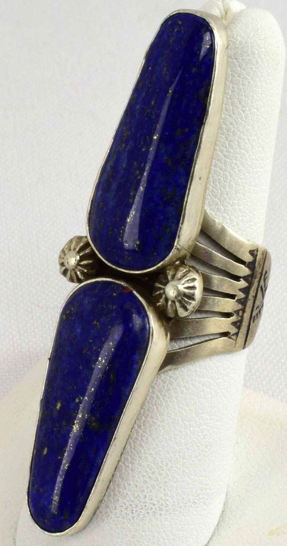 P. Yazzie Sterling Silver Silver Long Lapis Ring (1 of 4)