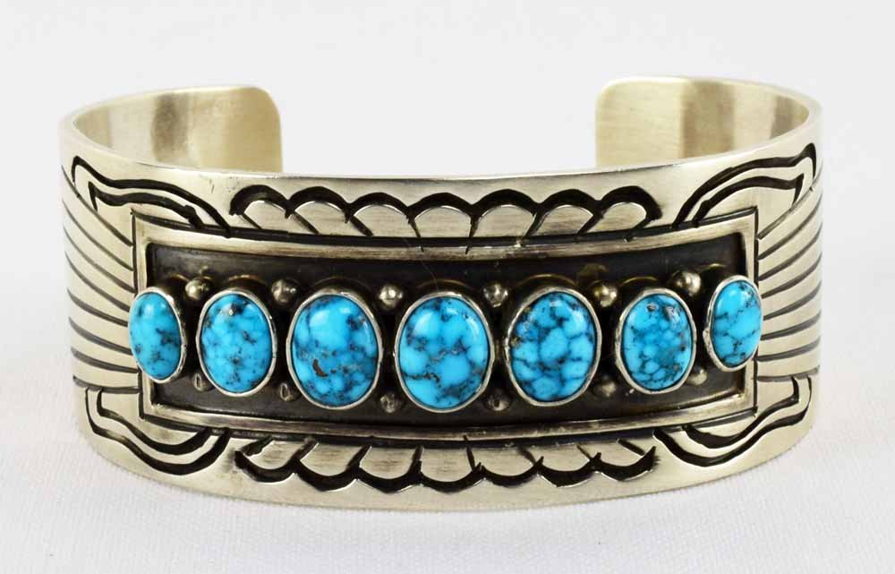 Lookout Mountain Black Spider Web Turquoise Bracelet (1 of 5)