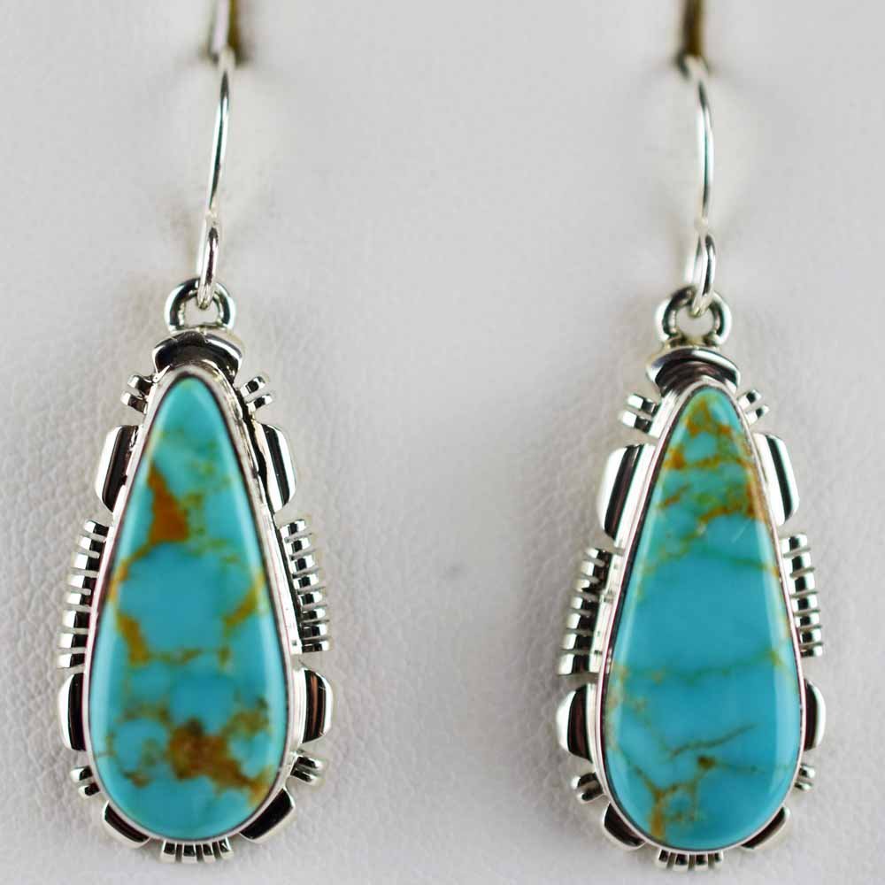 Navajo Sterling Fire Mountain Turquoise Earrings (1 of 4)