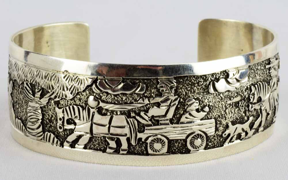 Elaine Becenti, Sterling Story Teller Cuff Bracelet (1 of 4)