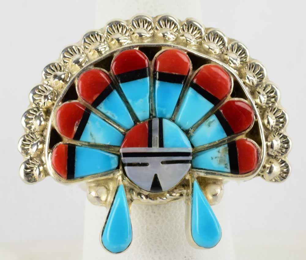 Zuni, R & P Edaakie Multi-Stone Inlay Ring (1 of 7)