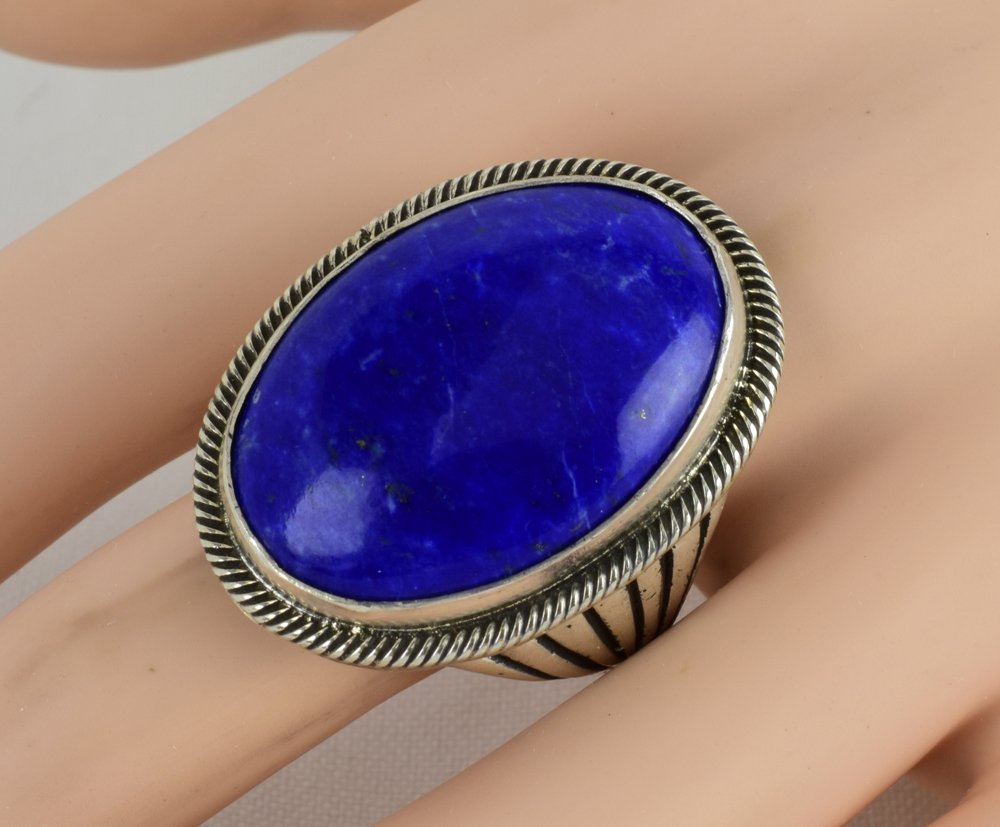 Native American Sterling Silver Lapis Men's Ring (1 of 4)