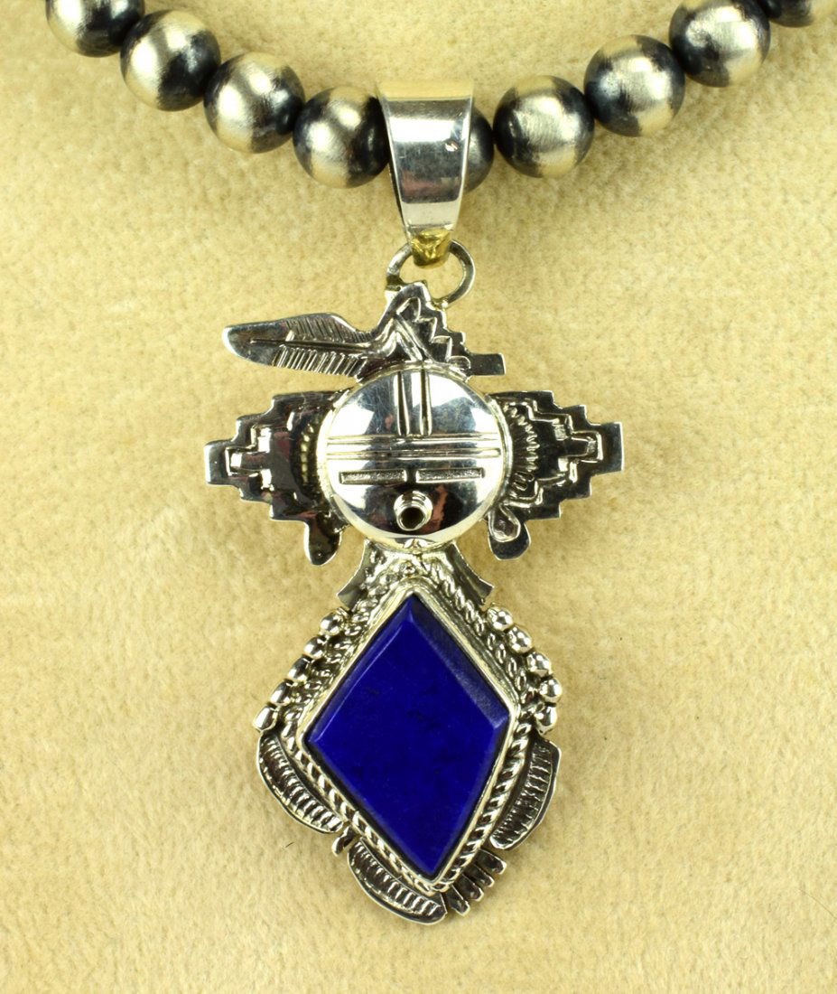 Bennie Ration Sterling Silver Kachina Pendant w/Lapis (1 of 4)