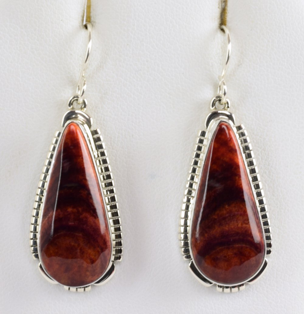 Navajo Sterling Silver Purple Spiny Oyster Earrings (1 of 3)