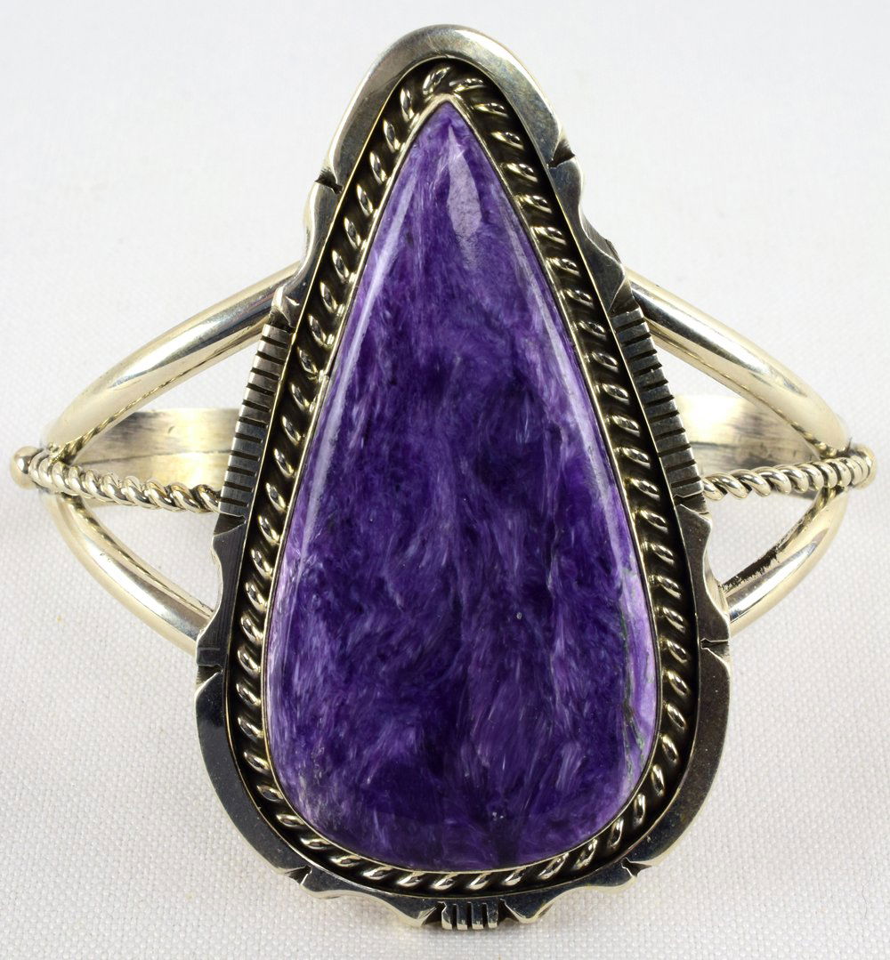 Native American Sterling Lg. Charoite Bracelet (1 of 5)