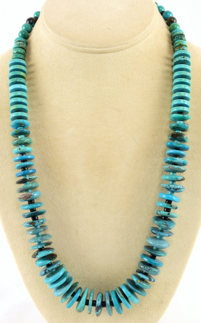 Native American Turquoise Disc Necklace (1 of 3)