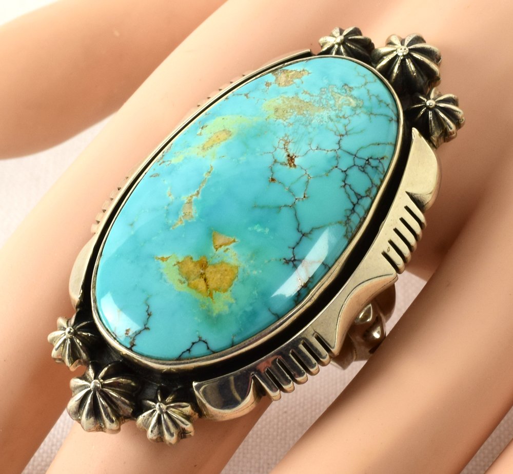 Navajo Sterling Chunky Stormy Mtn. Turquoise Ring (1 of 4)