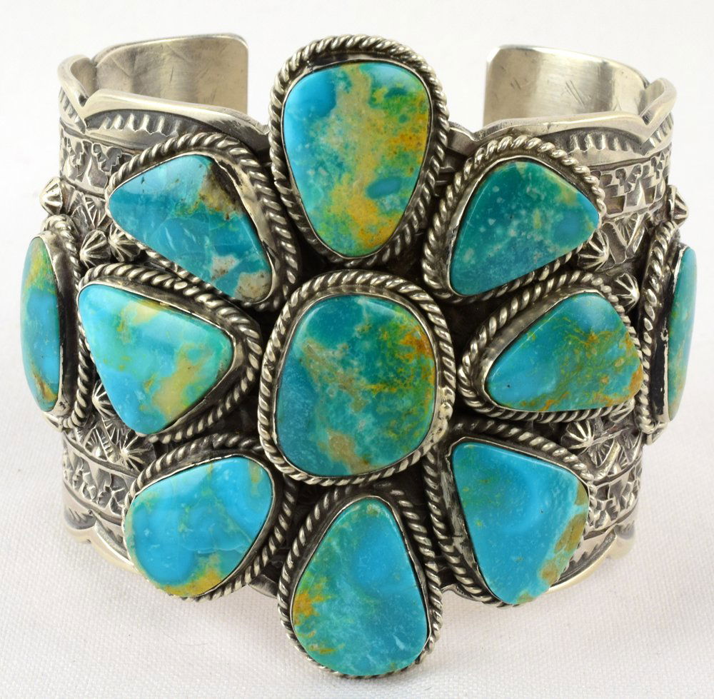 T. Jon, Sterling Morenci Turquoise Large Bracelet (1 of 7)