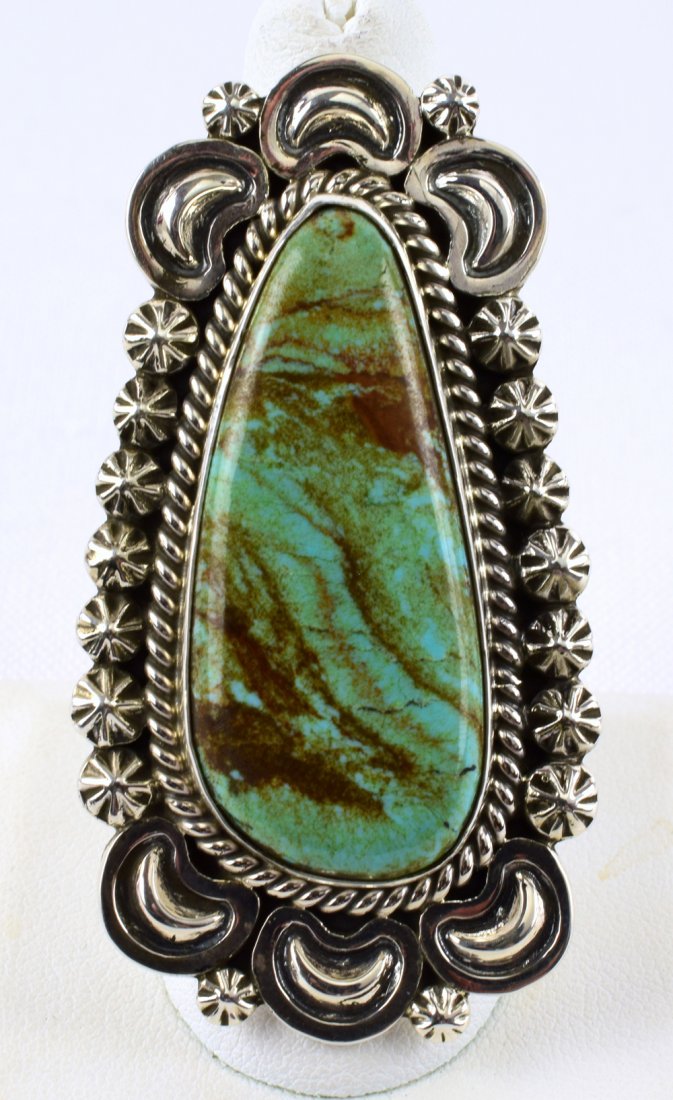 Harold Joe Sterling Kingman Turquoise Ornate Ring (1 of 3)