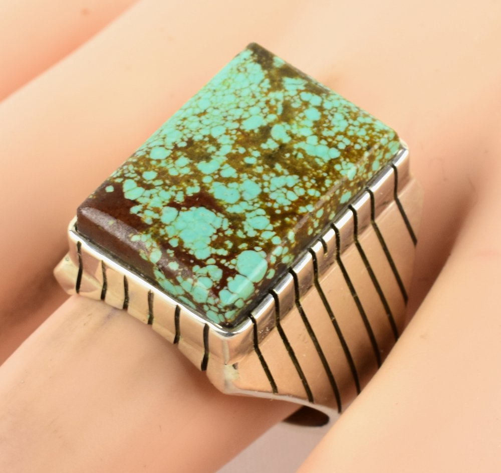 Native American Sterling No. 8 Turquoise Men's Ring (1 of 4)