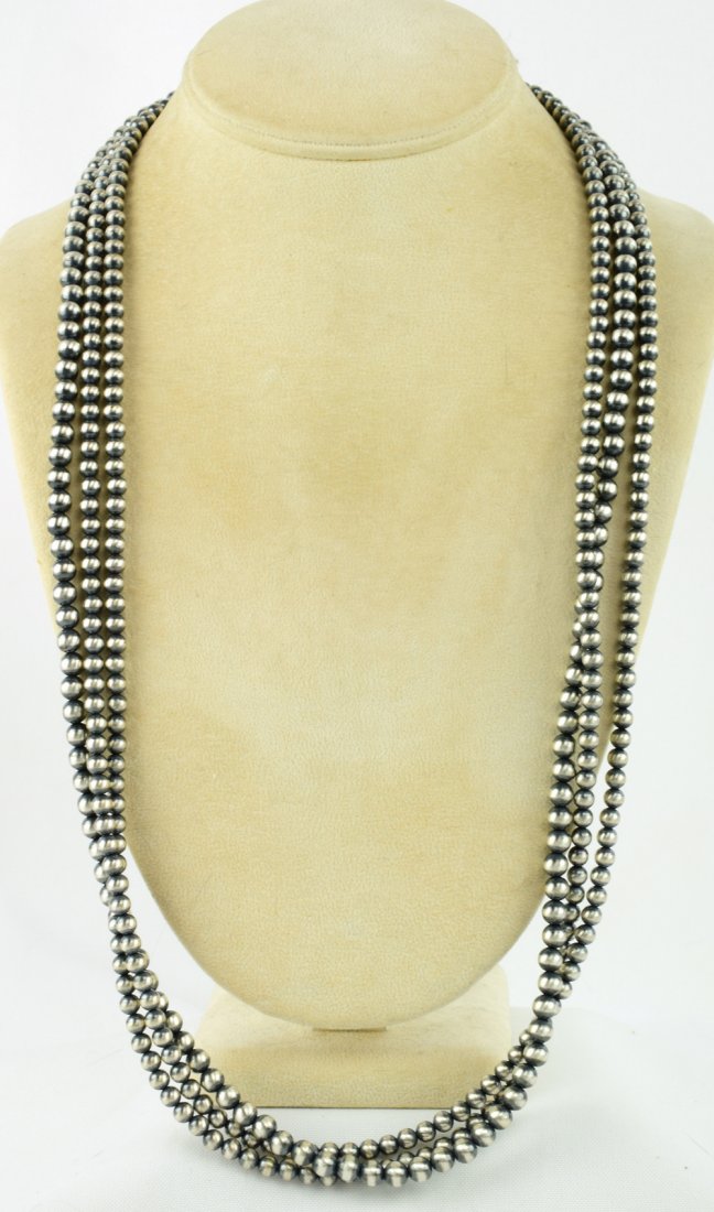 Native American 3 Strand Bench Bead Necklace-30 in. (1 of 4)