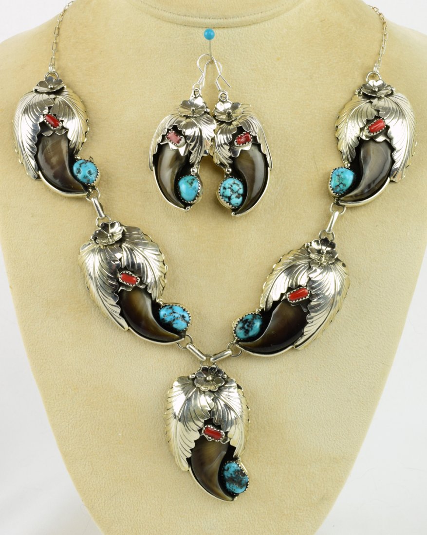 Elaine Sam Sterling Bear Claw Necklace & Earring Set (1 of 5)