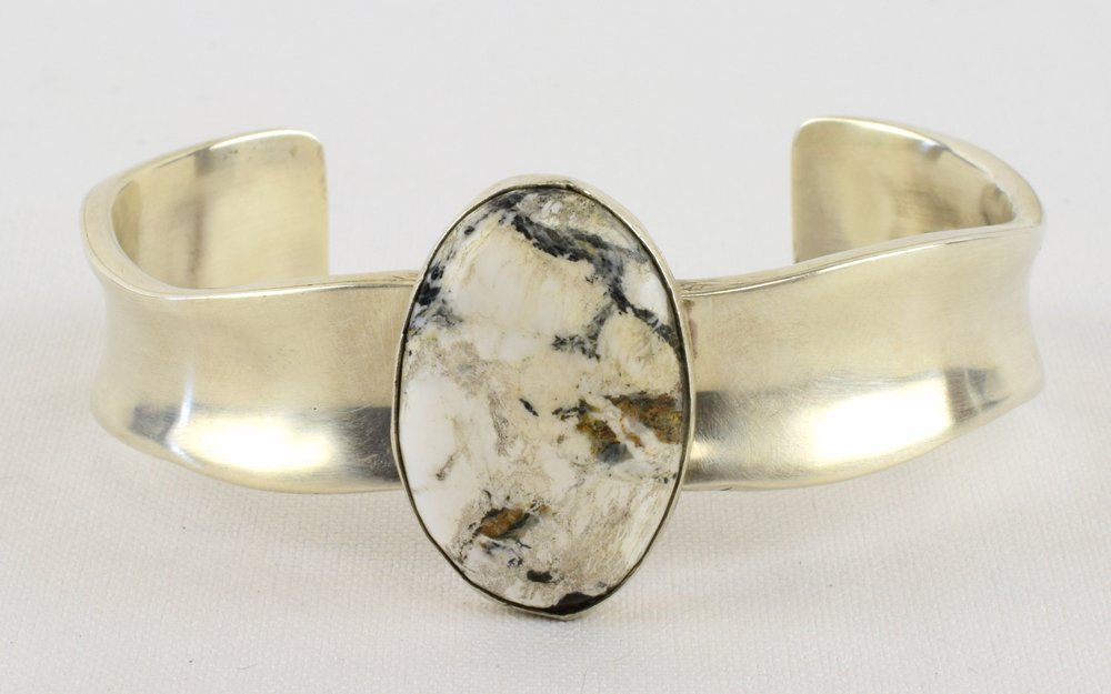 H. Tahe Sterling White Buffalo Turquoise Cuff (1 of 5)