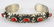 Navajo Sterling Tufa Cast 5 Stone Coral Cuff