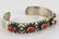 Navajo Sterling Tufa Cast 5 Stone Coral Cuff - 4