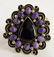 Navajo Huge Sterling Charoite and Black Onyx Bracelet