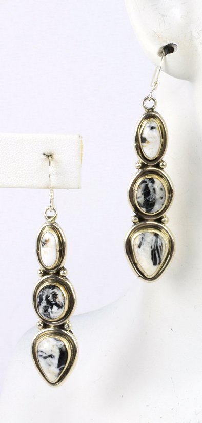 Navajo Sterling White Buffalo Turquoise Earrings (1 of 3)