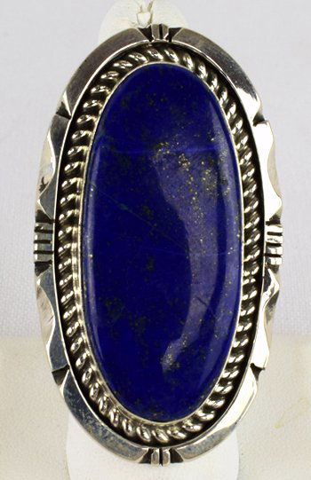 Native American Sterling Silver Lg. Lapis Ring (1 of 3)