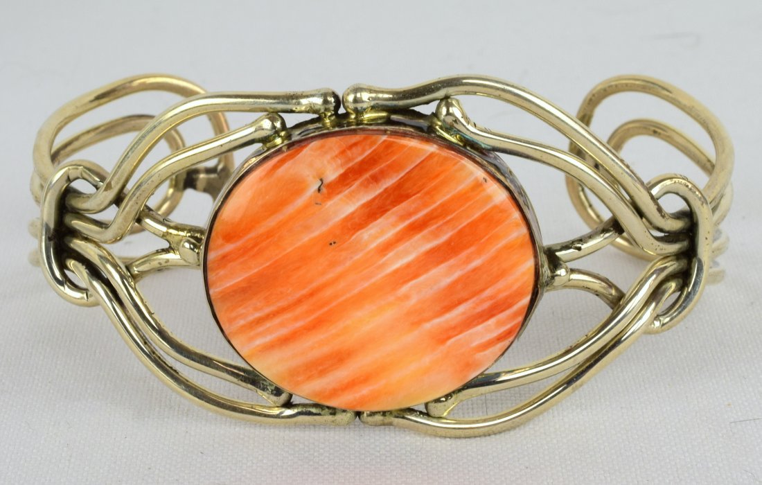 Navajo Sterling Spiny Oyster Twisted Wire Bracelet (1 of 4)