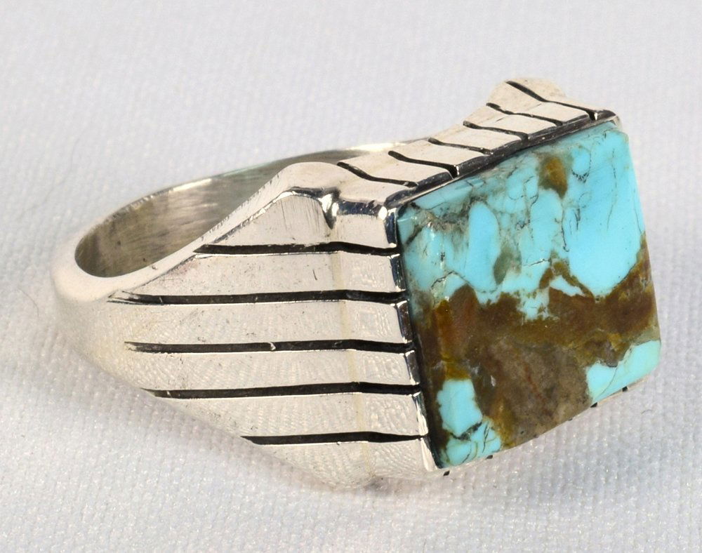 Ray Jack  Sterling Number 8  Turquoise Men's Ring (1 of 4)