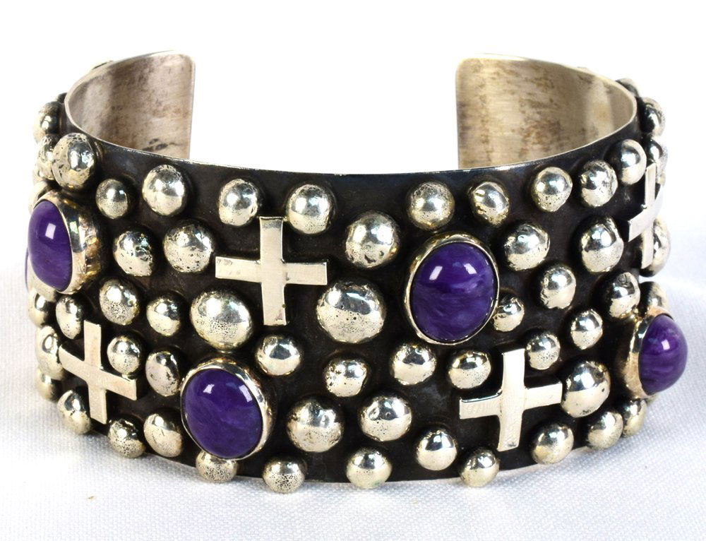 Native American Sterling Bead And Cross Bracelet (1 of 5)