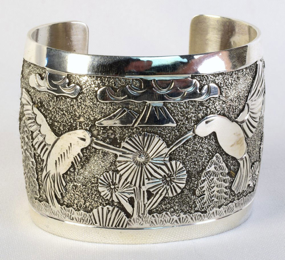 Elaine Becenti, Sterling Story Teller Cuff Bracelet (1 of 6)
