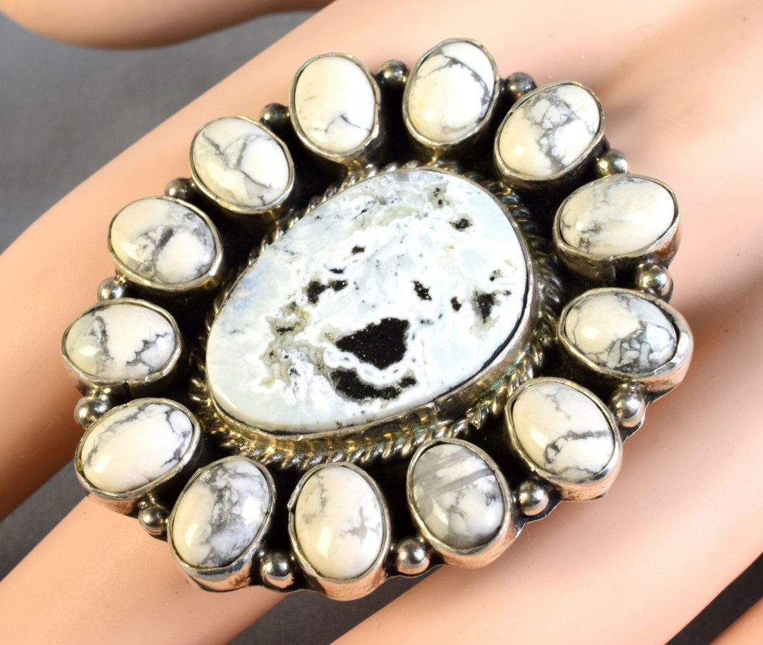 Geraldine Jame Lg. White Buffalo Turquoise Ring (1 of 3)