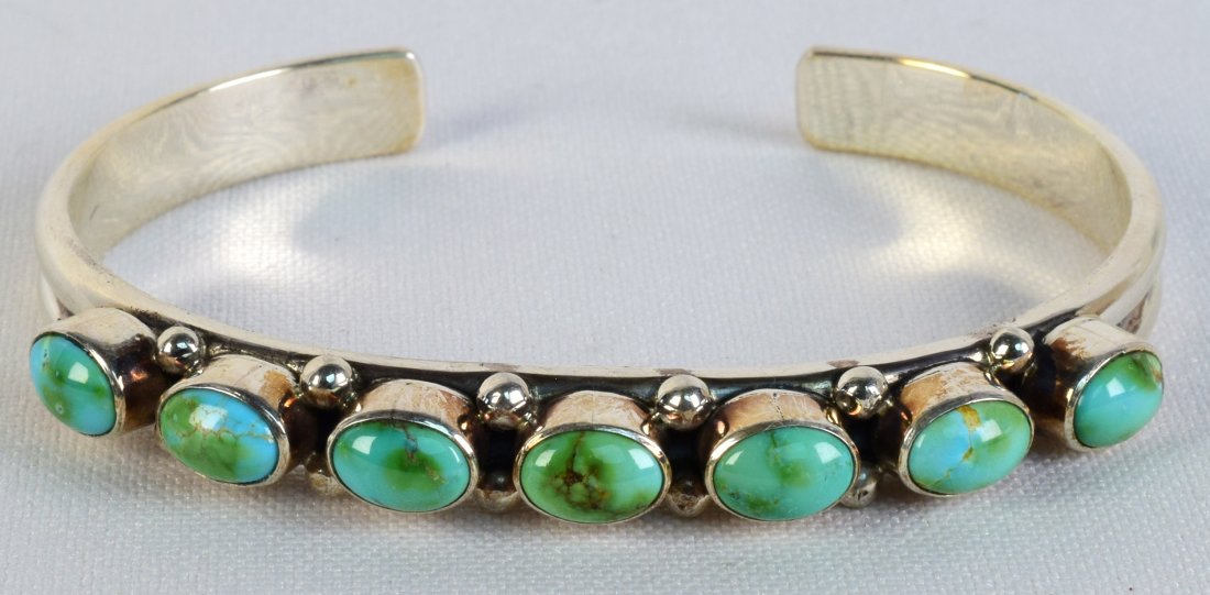 Native American Sterling Sonoran Gold Turquoise Cuff (1 of 5)
