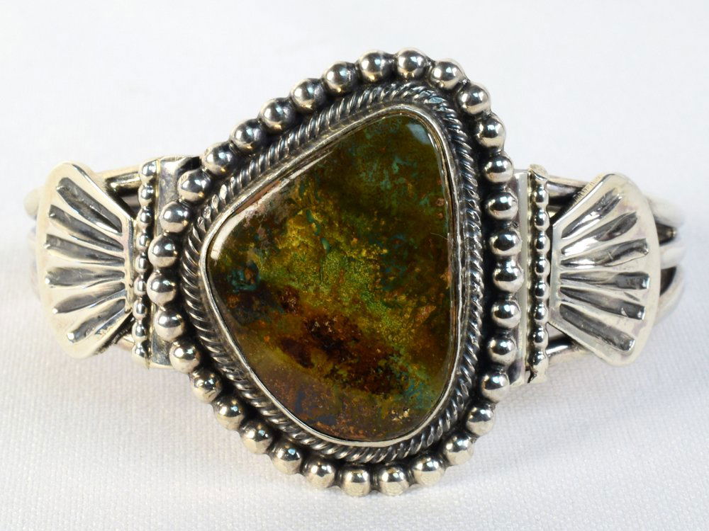 Leon Martinez Sterling Royston Turquoise Cuff Bracelet (1 of 4)