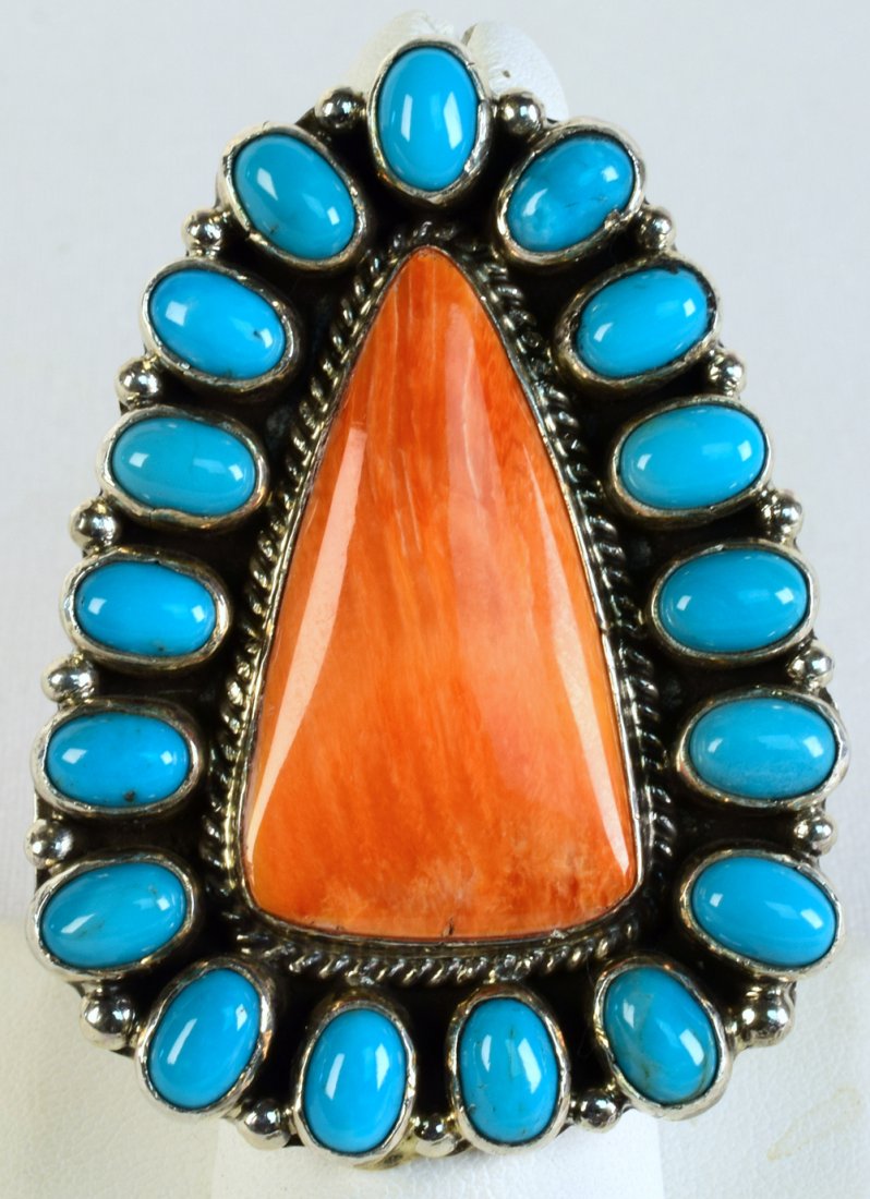 Geraldine James Large Spiny Oyster & Turquoise Ring (1 of 4)