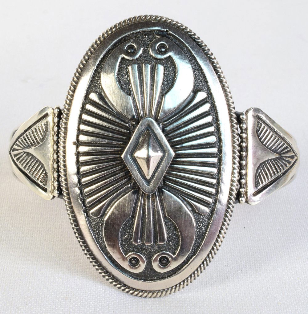 Leon Martinez Sterling Overlay Concho Cuff Bracelet (1 of 5)