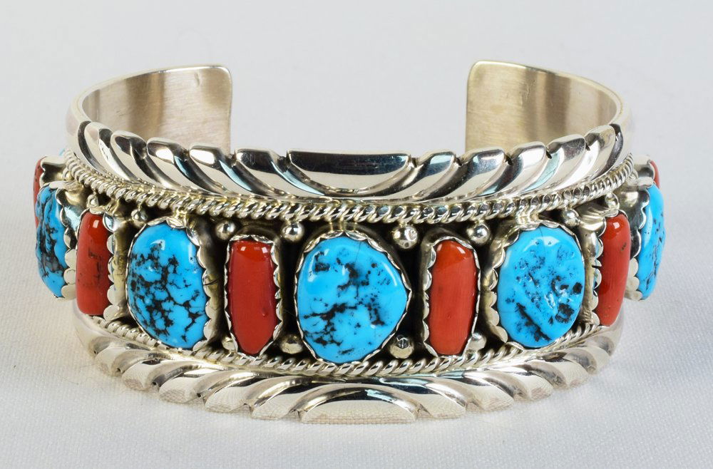 Mary Ann Spencer Kingman Turquoise & Coral Bracelet (1 of 5)
