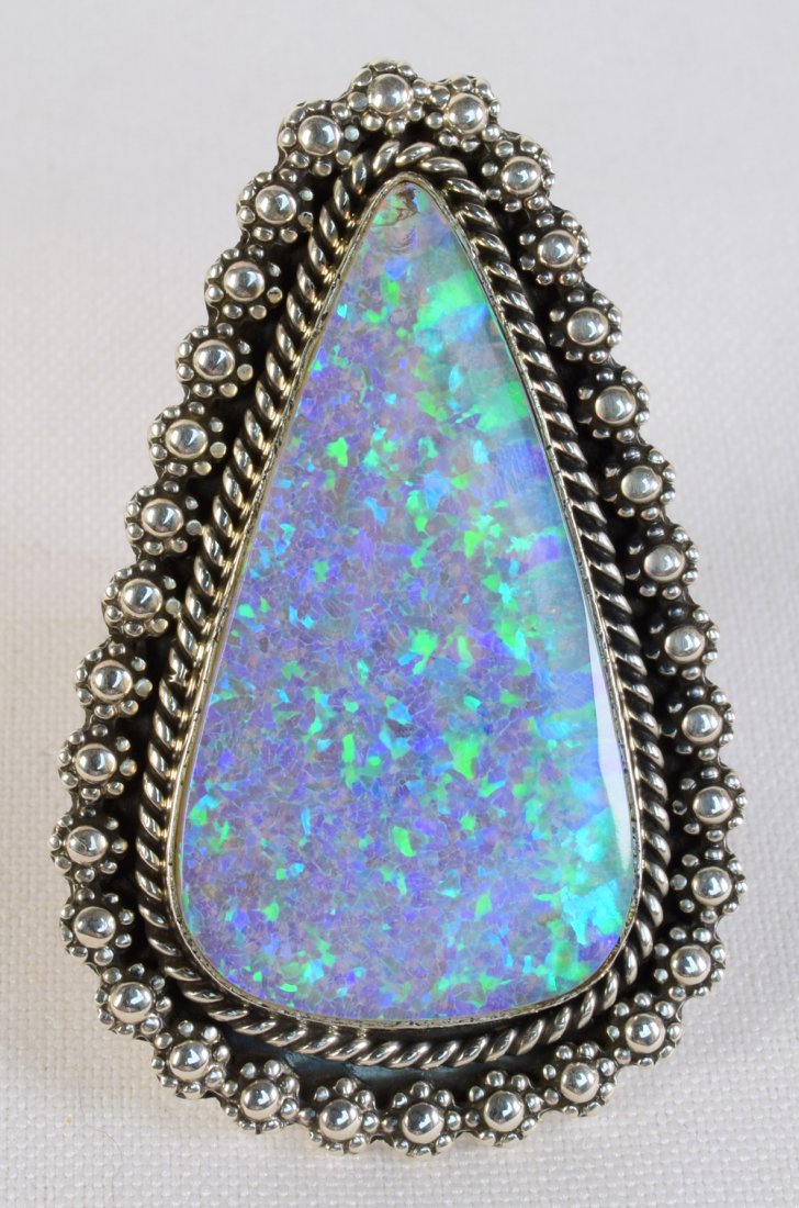 Navajo Ben Begay Sterling Large Opal {lab} Ring (1 of 4)