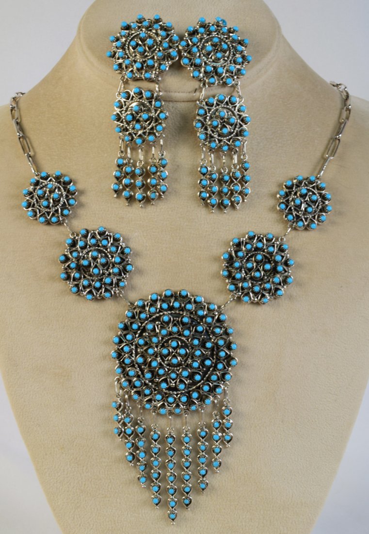 Wayne Johnson Sterling Turquoise Snake Eye Necklace Set (1 of 5)