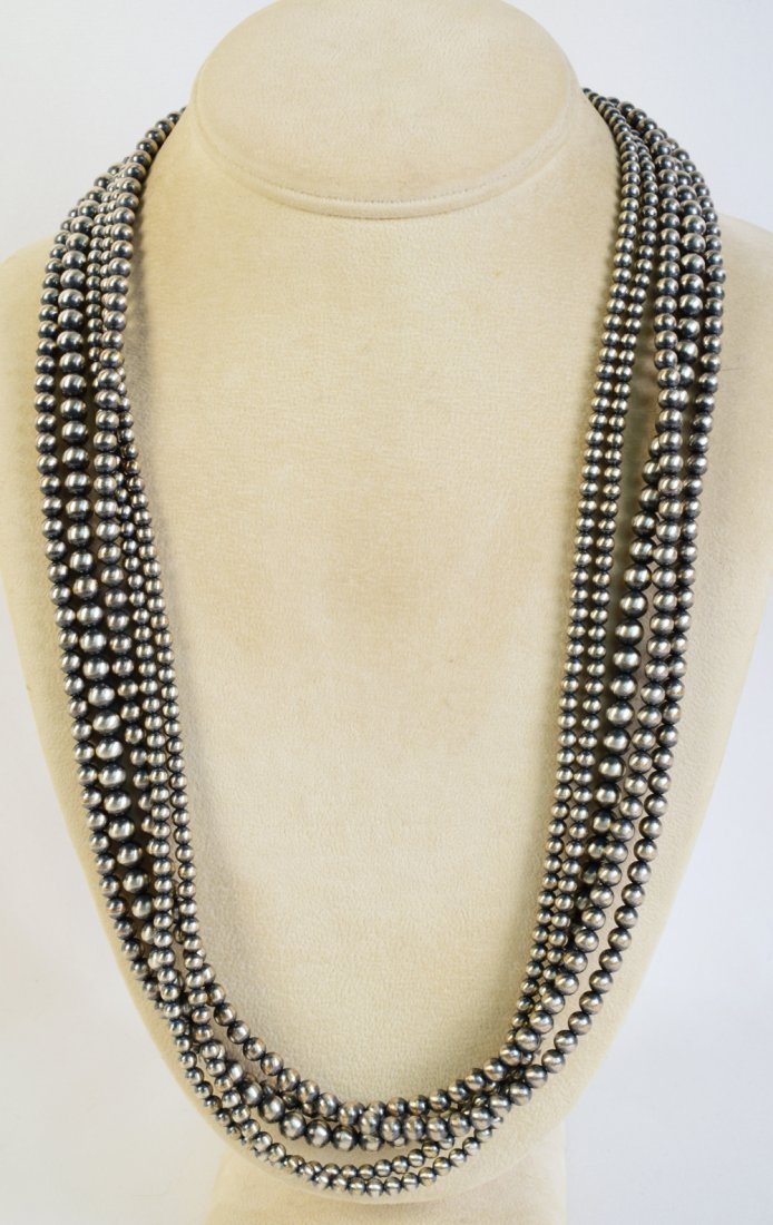 Native American 5 Strand Bench Bead Necklace -26 in. (1 of 4)