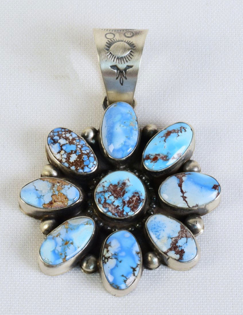 Native American Sterling Golden Hills Turquoise Pendant (1 of 4)