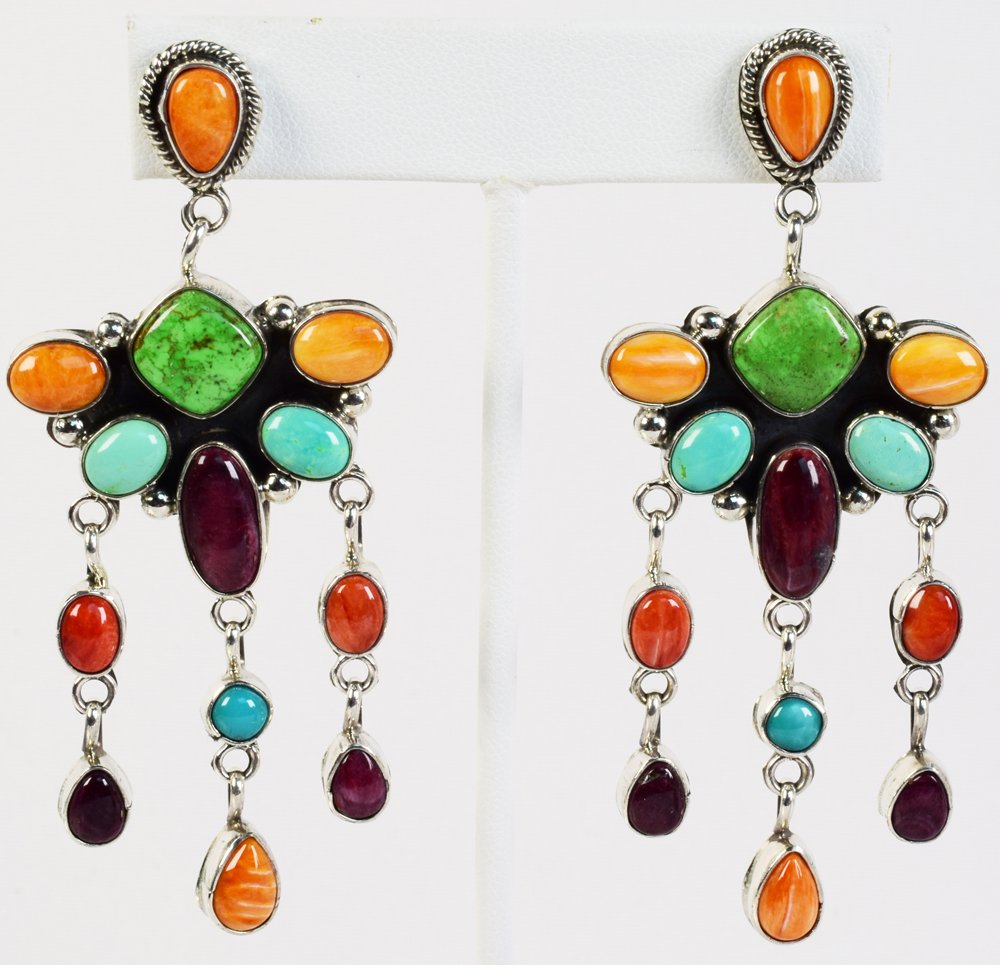 Eleanore Largo Turquoise & Spiny  Chandelier Earrings (1 of 4)