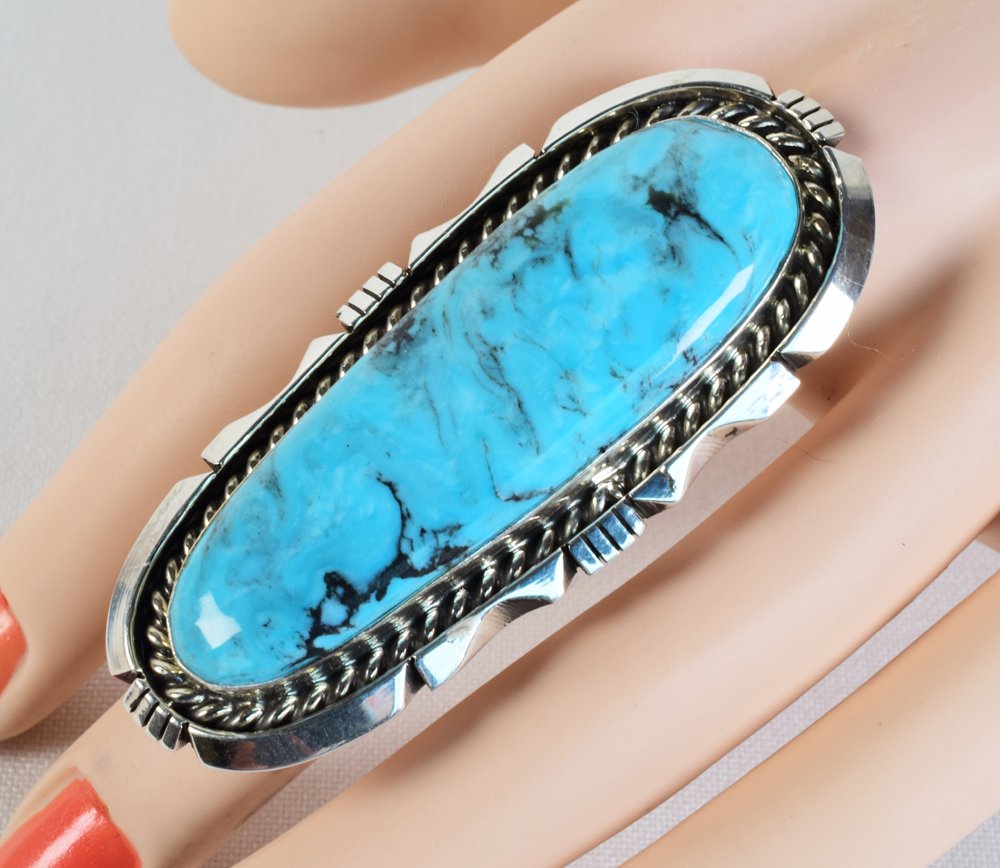 Eddie Sacatero Large Kingman Turquoise Ring (1 of 4)