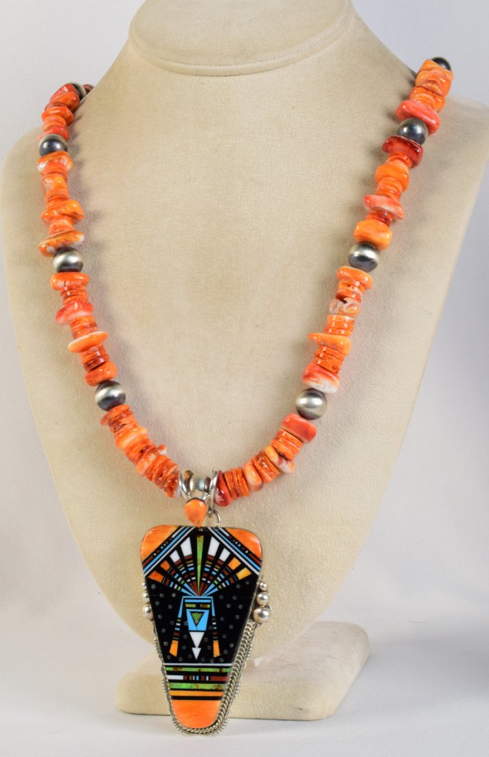 Multi-Stone Micro Pave Pendant & Spiny Oyster Necklace (1 of 7)