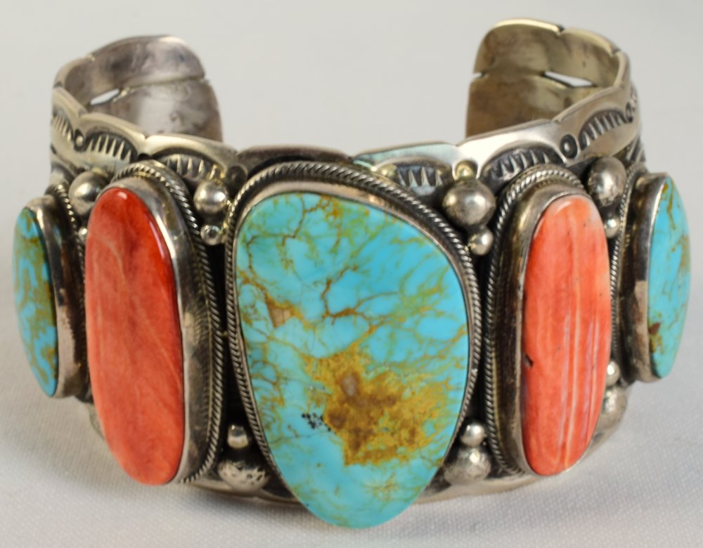 Marcella James Cripple Creek Turq. & Spiny Oyster Cuff (1 of 5)