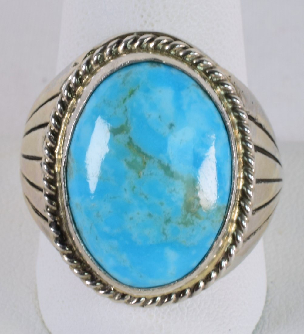 Russell Sam Sterling Campitos Turquoise Men's Ring (1 of 4)
