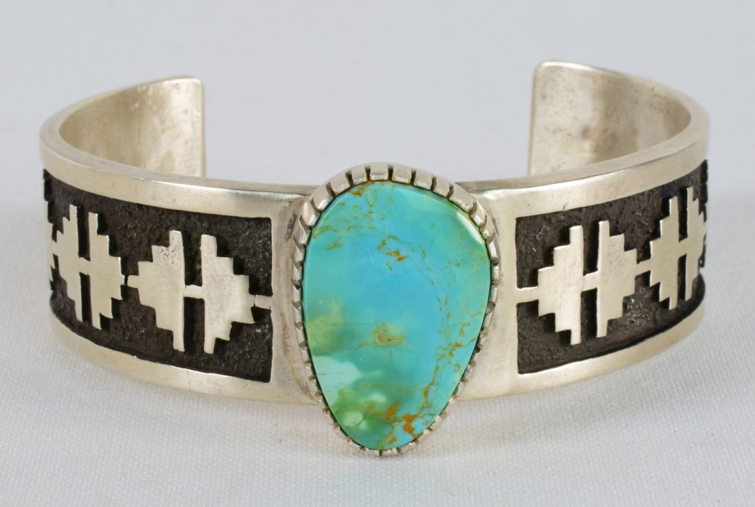 Navajo Sterling Carico Lake Turquoise Bracelet (1 of 6)